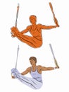 Illustration of gymnast on still rings, vector draw