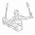 Illustration of gymnast on still rings, vector draw