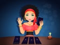 Gypsy woman with tarot cards Royalty Free Stock Photo