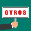 Gyros word sign flat concept