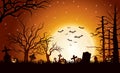 Halloween background with pumpkins