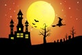 Halloween Castle Silhouette under the moonlight