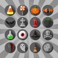 Halloween circle flat icons set on black background Royalty Free Stock Photo