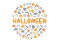 Illustration of Halloween circular icon. Cute Halloween pattern and logo.