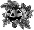 monochromatic of Halloween pumpkin on white background