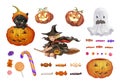 Illustration of Halloween themed icons vector