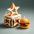 Illustration, hamburger and Christmas gift