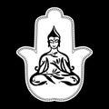 Illustration of a hamsa hand with Buddha. Royalty Free Stock Photo