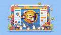 illustration of hamsters with stacks of bitcoins and graphs. Crypto currency. crypto hamsters Royalty Free Stock Photo