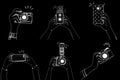 Illustration of hand clicking pictures from different gadgets