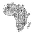 Hand drawn of africa map in mandala style Royalty Free Stock Photo