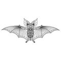 Hand drawn of bat in zentangle style Royalty Free Stock Photo