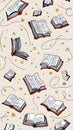 Illustration hand drawn books flying all around iphone and android wallpaper Royalty Free Stock Photo