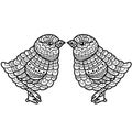 Hand drawn of chick in zentangle style Royalty Free Stock Photo