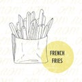 Illustration of hand drawn french fries potato Royalty Free Stock Photo