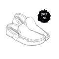 Illustration of hand drawn graphic classic shoes for them on whit