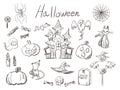 Hand drawn Halloween illustration set