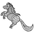 Hand drawn of horse in zentangle style