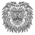 Hand drawn of lion head in zentangle style Royalty Free Stock Photo