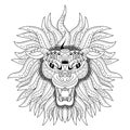 Hand drawn of lion head in zentangle style Royalty Free Stock Photo