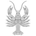 Hand drawn of lobster in zentangle style Royalty Free Stock Photo