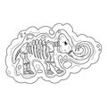 Hand drawn of Mammoth fossil in zentangle style Royalty Free Stock Photo