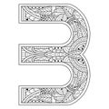 Hand drawn of number three in zentangle style Royalty Free Stock Photo
