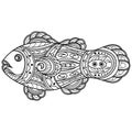 Hand drawn of ocellaris clownfish in zentangle style Royalty Free Stock Photo