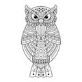 Hand drawn of owl in zentangle style Royalty Free Stock Photo