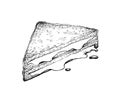 Hand Drawn of Grilled Cheese Sandwich on White Background Royalty Free Stock Photo