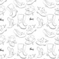 Illustration of Hand drawn sketch seamless pattern of Shoes . Sneakers, boots, high shoe, snow boots. for casual female Royalty Free Stock Photo