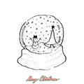 Hand Drawn of Lovely Christmas Snow Globe