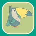 Illustration hand drawn vector retro cartoon bird