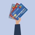 Illustration of hand holding credit cards Royalty Free Stock Photo