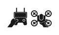 illustration of a hand holding drone and remote control icon Royalty Free Stock Photo