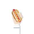 Illustration of hand holding hotdog