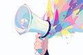 Illustration of a hand holding a loud speaker megaphone Royalty Free Stock Photo