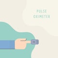 Illustration of hand measuring a pulse oximeter