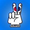 PYEONGCHANG, SOUTH KOREA, 9 February 2018 - Illustration of hand peace symbol for South Korean Peace Olympic Games.