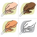 Illustration hand person holding tweezers, ethnicity