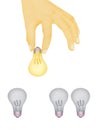 Illustration of hand picking bright light bulb Royalty Free Stock Photo