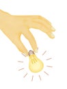 Illustration of hand picking light bulb Royalty Free Stock Photo