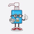 Hand Sanitizer cartoon mascot character as attractive gamer