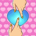 Illustration hand touch love cartoon. Vector symbol illustration isolated premium vector