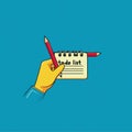 Illustration of a Hand Writing on a To-Do List Notepad