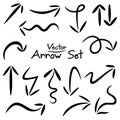 Illustration of Handmade Sketch. Doodle Vector Arrow Set