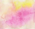 Illustration handmade watercolor stains yellow and pink, drawing brush