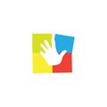 Illustration of handprint with colored box behind it Royalty Free Stock Photo