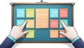 Illustration of Hands Pointing at a Colorful Task Board