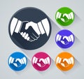 Handshake circle icons with shadow